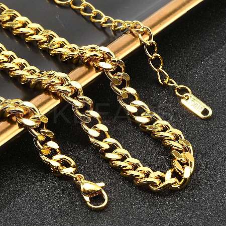 304 Stainless Steel Cuban Link Chain Necklaces for Women Men NJEW-G161-02G-1