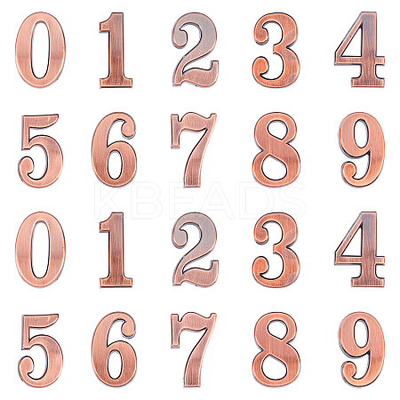 SUPERFINDING 40Pcs Number 0~9 ABS Plastic Mirror Wall Stickers DIY-FH0002-41R-1