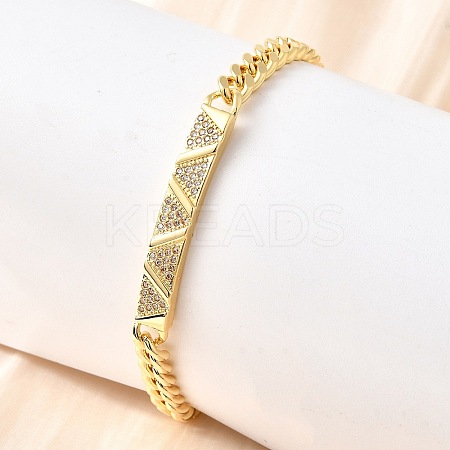 Brass Micro Pave Clear Cubic Zirconia Link Bracelets BJEW-F498-03B-G-1