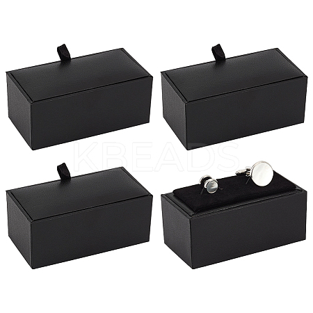 Plastic 2 Cufflink Gift Storage Boxes CON-WH0107-86A-1