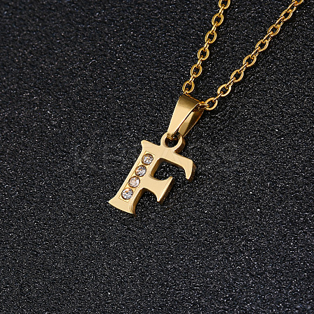 201 Stainless Steel Crystal Rhinestone Initial Pendant Necklaces FS-WG3A711-06-1