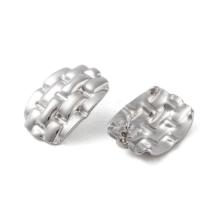 Oval 304 Stainless Steel Earrings EJEW-O004-17P-1