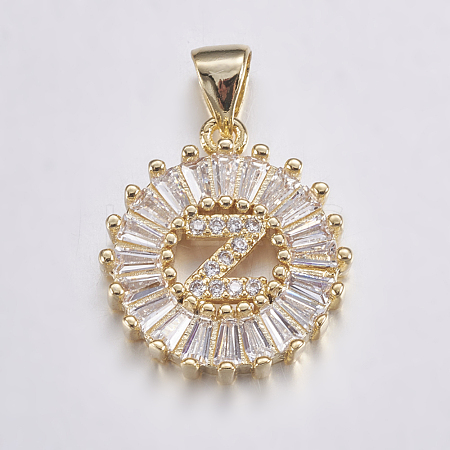 Long-Lasting Plated & Rack Plating Brass Micro Pave Cubic Zirconia Letter Pendants ZIRC-A007-03Z-G-1