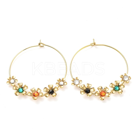 Flower Glass Hoop Earrings EJEW-K261-01G-02-1