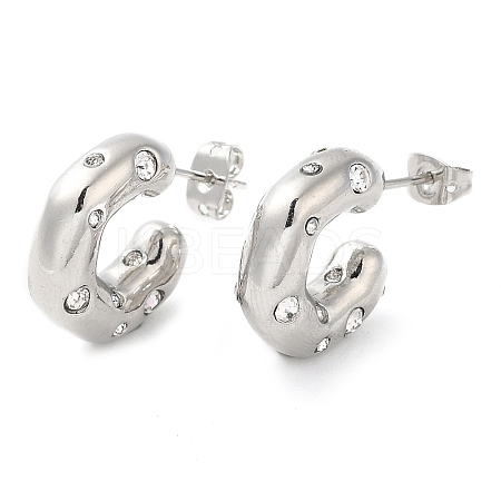 Rack Plating Brass Round with Heart Stud Earrings with Cubic Zirconia EJEW-E290-03P-1