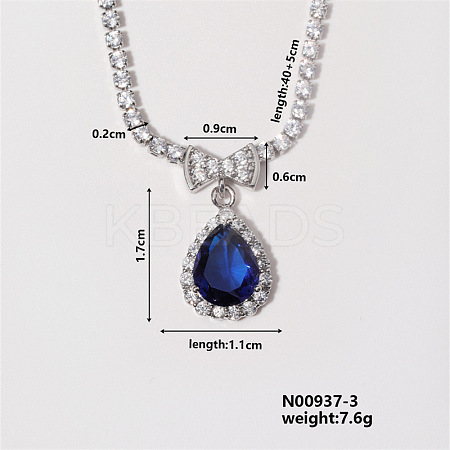Fashion Brass Rhinestone Pendant Necklace for Women HY3513-3-1