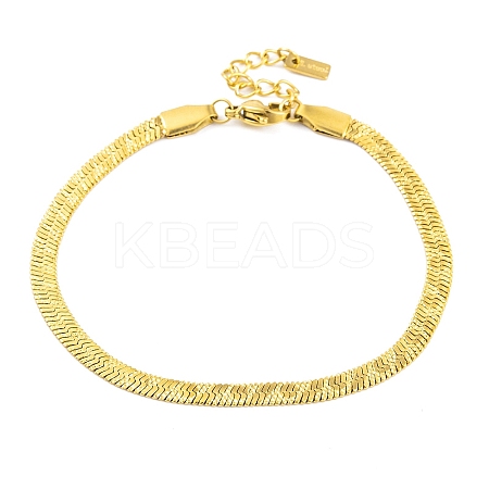 Ion Plating(IP) 304 Stainless Steel Herringbone Chain Bracelets for Women BJEW-A013-02B-G-1