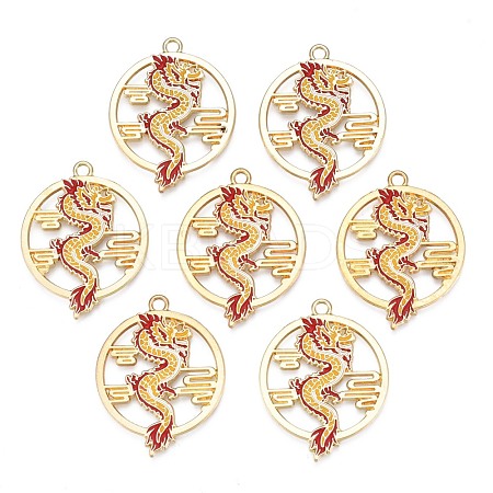 Rack Plating Alloy Enamel Pendants ENAM-N055-079-1