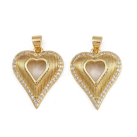 Brass Micro Pave Clear Cubic Zirconia Pendants ZIRC-I367-13G-05-1