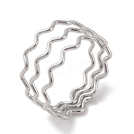 Non-Tarnish 304 Stainless Steel Wave Finger Rings for Women RJEW-G315-07B-P-1