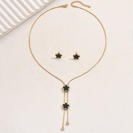 Stainless Steel Shell Heart Flower Fan Tassel Jewelry Set for Women XK7928-1-1