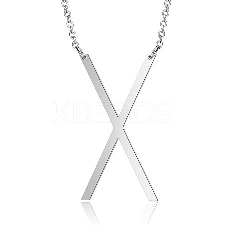 201 Stainless Steel Initial Pendants Necklaces NJEW-S069-JN003D-X-1