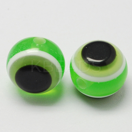 Round Evil Eye Resin Beads RESI-R159-6mm-03-1