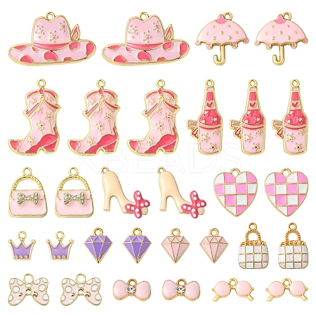28Pcs 14 Styles Alloy Enamel Pendants ENAM-FS0002-25-1