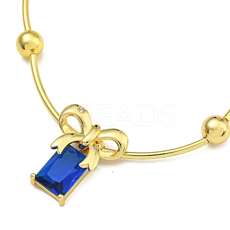 Rack Plating Brass & ABS Plastic Pearl Beads Bowknot Pendant Necklaces NJEW-C059-05G-1