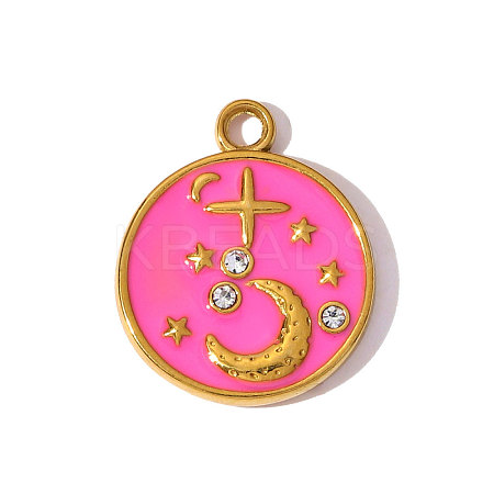 304 Stainless Steel Enamel Pendants STAS-OY008-98G-1