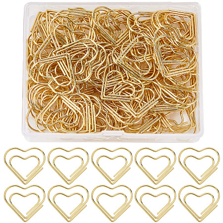 100Pcs Heart Shape Iron Paper Clips TOOL-WH20002-03A-G-1