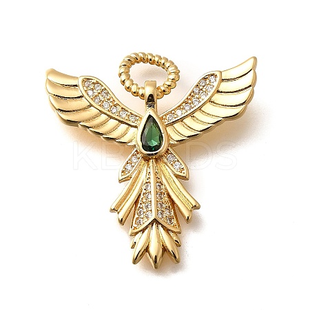 Brass Micro Pave Cubic Zirconia with Glass Pendants X-KK-U055-10G-02-1