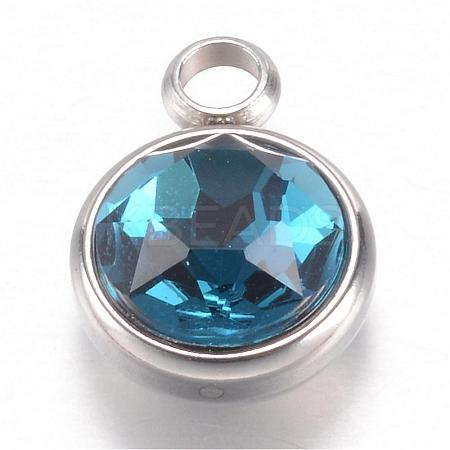304 Stainless Steel Glass Rhinestone Charms STAS-G082-04-1