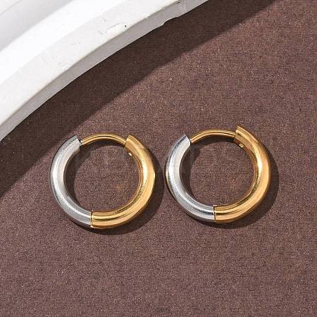 304 Stainless Steel Two Tone Hoop Earrings EJEW-P313-02A-G-1