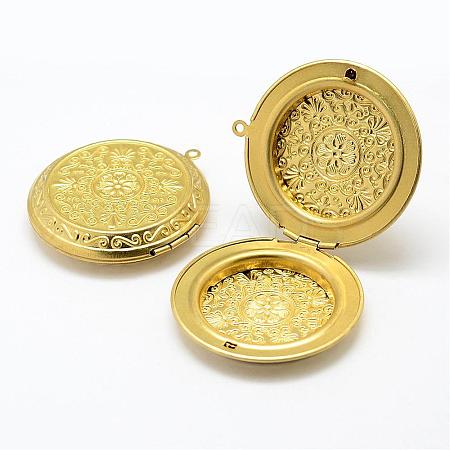 Brass Locket Pendants KK-P094-15-1