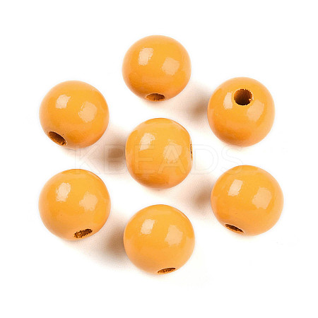 Painted Natural Wood Beads WOOD-A018-16mm-17-1