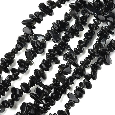 Natural Obsidian Beads Strands G-G0003-B33-1