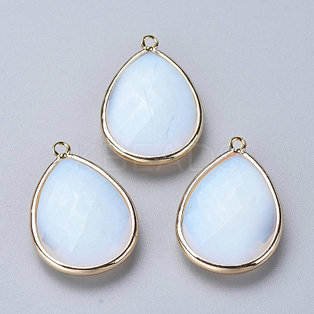 Faceted Opalite Pendants G-M356-C01-LG-1