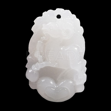 Natural White Jade Carved Pendants G-S384-01H-1