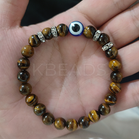 Natural Tiger Eye Beads Stretch Bracelets for Women Men JL6065-4-1