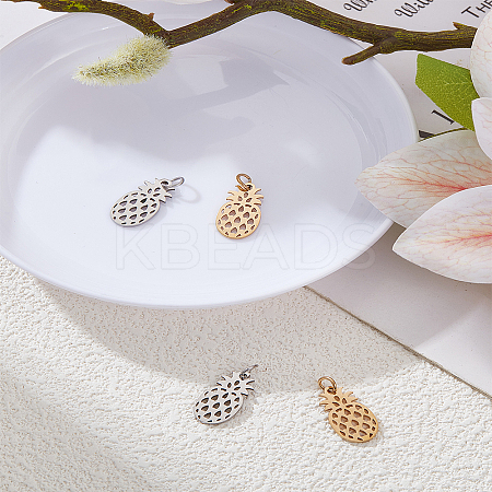 4Pcs 2 Colors 201 Stainless Steel Pendants STAS-LP0004-60-1