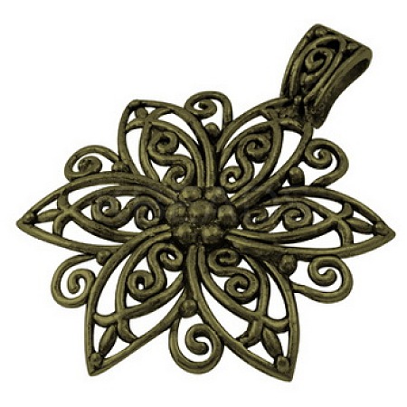 Tibetan Style Alloy Flower Big Pendants LS-TIBEP-LF9727YKG-AB-LF-1