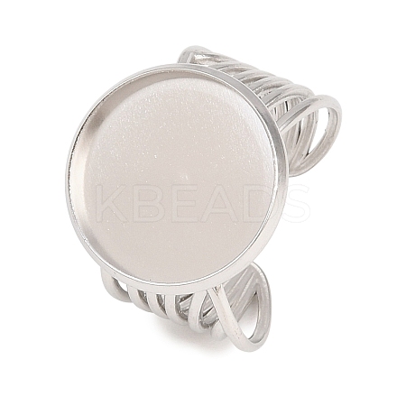 304 Stainless Steel Open Cuff Ring Components STAS-F366-06E-P-1