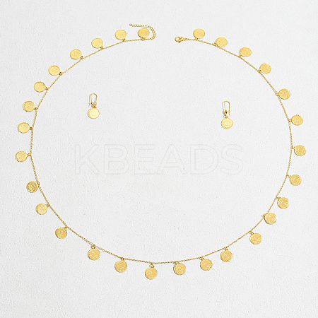 Vintage Brass Coin Charms Necklaces & Earrings Sets for Women UG1537-1