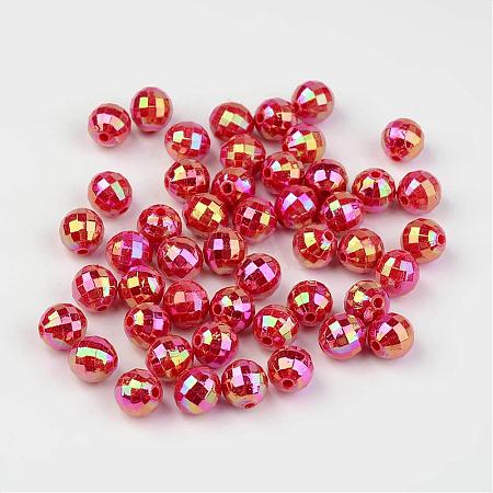 Faceted Colorful Eco-Friendly Poly Styrene Acrylic Round Beads SACR-K001-6mm-6-1
