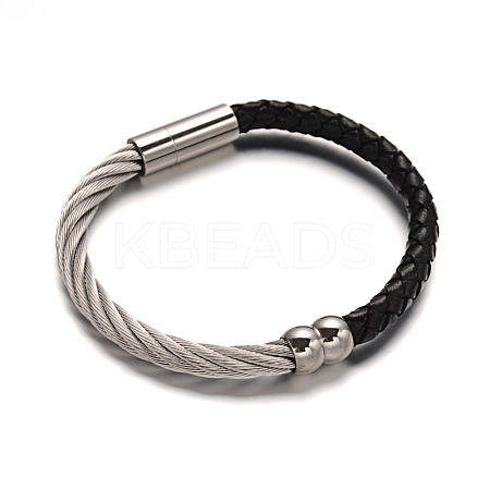 Leather Cord Braided Bracelets BJEW-E273-14P-1