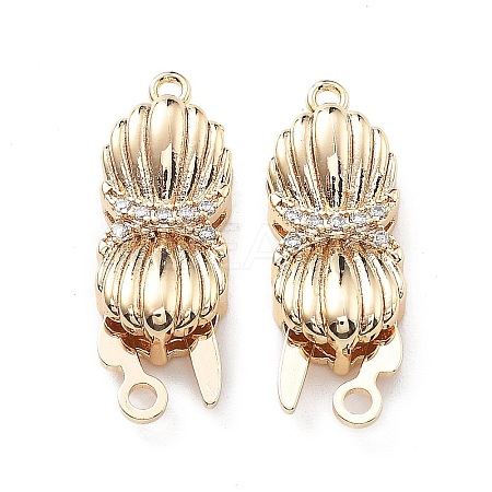 Brass Micro Pave Clear Cubic Zirconia Box Clasps KK-G523-13G-1