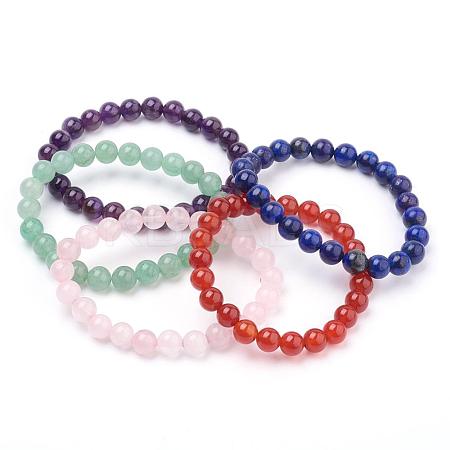 Natural Gemstone Beads Stretch Bracelets BJEW-JB03269-1
