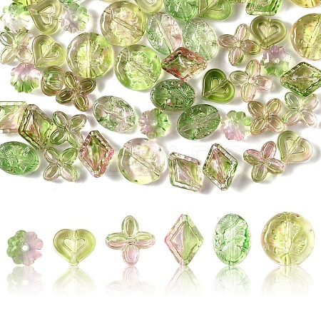 60Pcs 6 Styles Two Tone Transparent Acrylic Beads MACR-YW0004-09-1