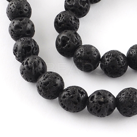 Dyed Natural Lava Rock Gemstone Round Bead Strands X-G-R293-05-1