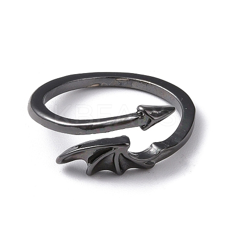 Alloy Wing Open Cuff Ring for Women RJEW-K239-17D-B-1