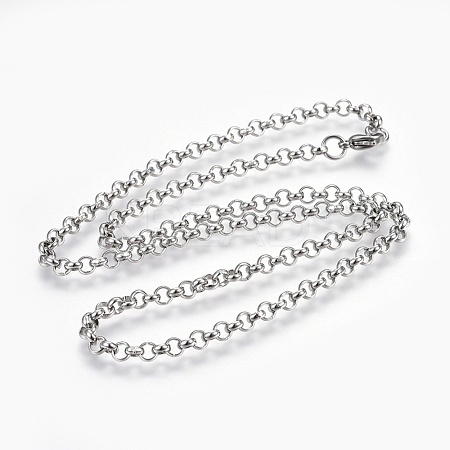 Non-Tarnish 304 Stainless Steel Rolo Chain Necklaces NJEW-F242-12P-C-1
