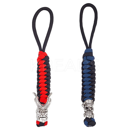 2Pcs 2 Styles Handmade Nylon Parachute Cord Pendant Decorations for Men KEYC-HY0001-30-1