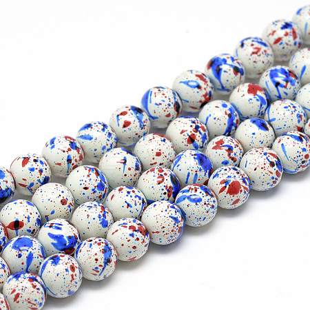 Baking Painted Glass Beads Strands X-DGLA-S115-12mm-K06-1