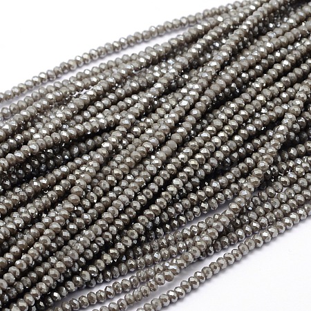Faceted Rondelle Full Rainbow Plated Electroplate Glass Beads Strands EGLA-M004-2mm-A04-1