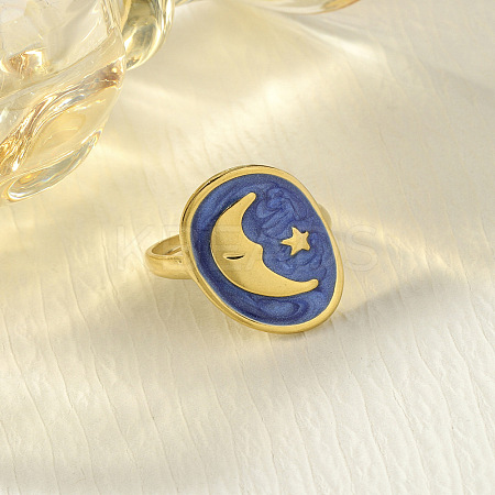 304 Stainless Steel Enamel Cuff Rings FS-WG277BE-04-1