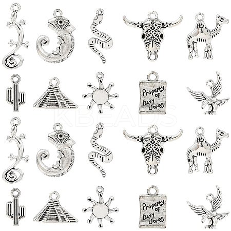 50Pcs 10 Style Tibetan Style Alloy Pendants FIND-CJ0001-60-1