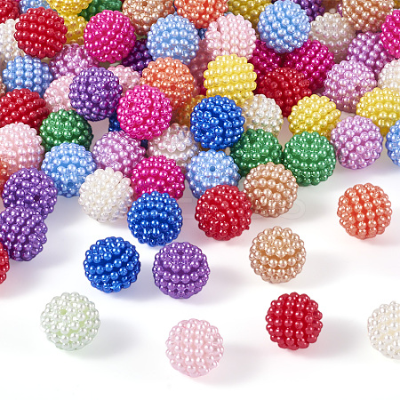 130Pcs 13 Colors ABS Plastic Round Beads KY-TA0001-32-1