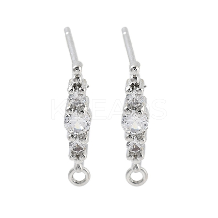 Brass Clear Cubic Zirconia Stud Earring Findings KK-A238-02C-P-1