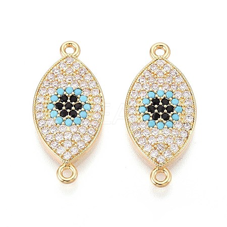 Brass Micro Pave Colorful Cubic Zirconia Connector Charms KK-N284-02G-1
